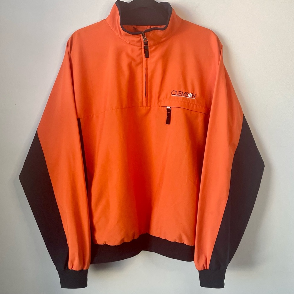 Cutter and Buck Game Day Pullover Quarter Zip Jacket Clemson Orange/Navy Large